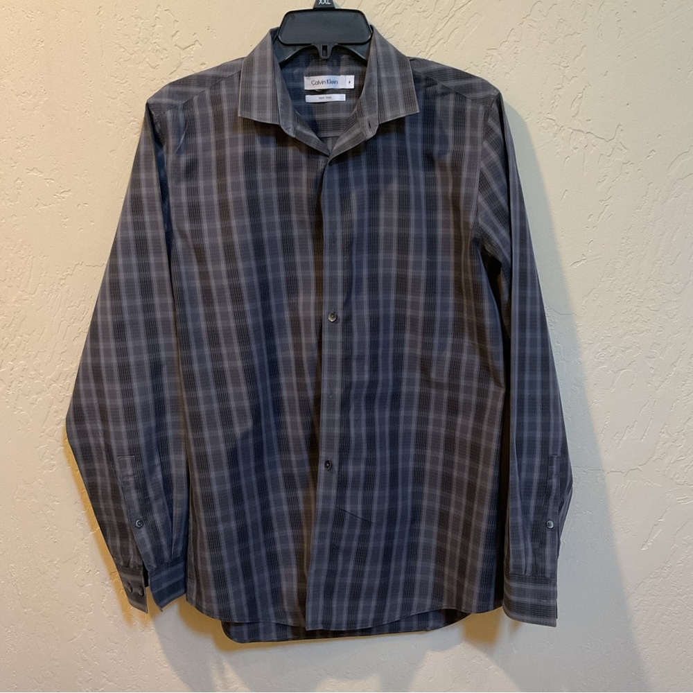 Calvin Klein Gray Plaid medium shirt